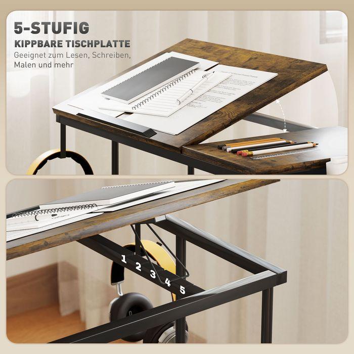 Image du produit Swisshandel24 Höhenverstellbar Schreibtisch, 92 x 40 cm, Computertisch mit Rollen, Plattform