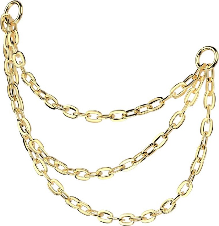 Image du produit Star Piercing Chaîne de connexion Basic plaquée or trois chaînes (Titane G23, sans laiton)