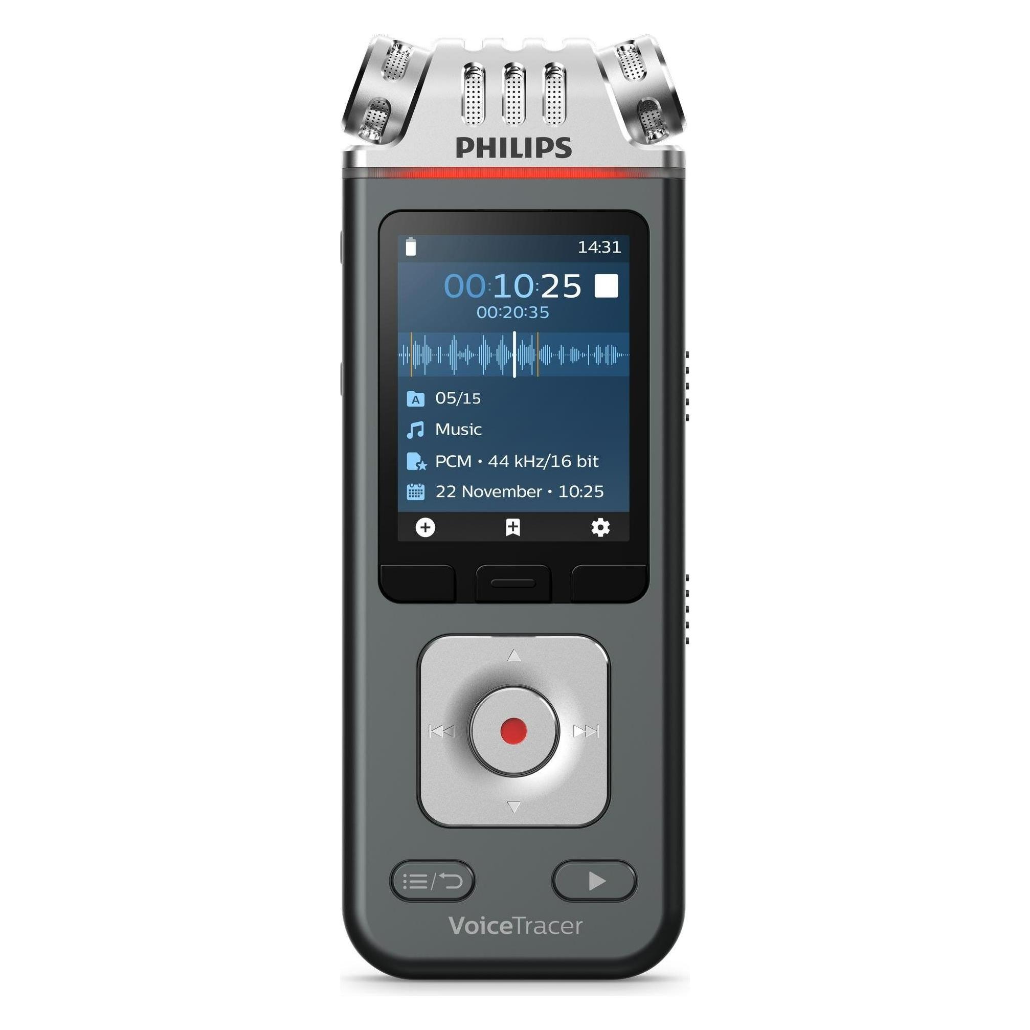 Philips DVT6115 (8 GB), Diktiergerät, Silber, Schwarz