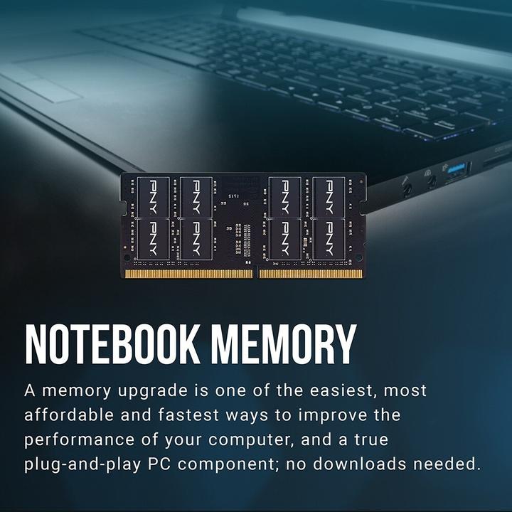 Productafbeelding PNY Notebook geheugen Performance, SODIMM, DDR4, 16 GB, 3200 MHz, CL22 (MN16GSD43200-TB) (1 x 16GB, 3200 MHz, DDR4 RAM, SO-DIMM)