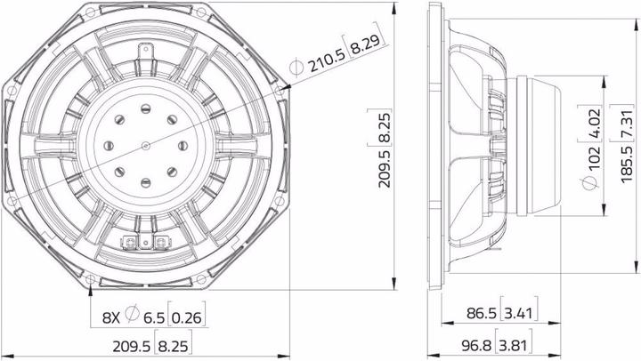 Actual product image Lavoce WAN082.01 8" woofer, neodymium, aluminum basket (1 pcs.)
