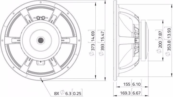 Actual product image Lavoce WAF153.02 15" woofer, ferrite, aluminum basket (1 pcs.)