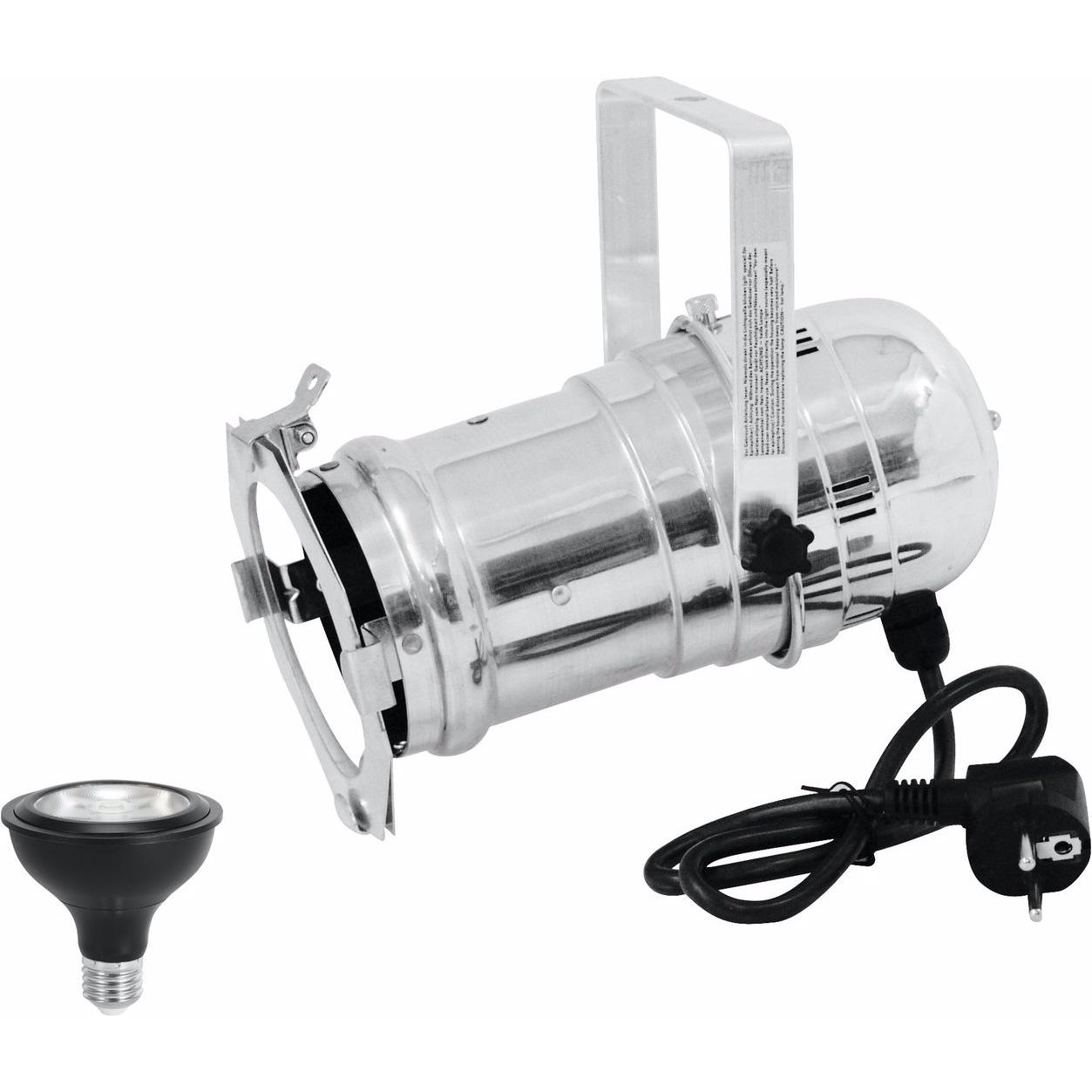 Eurolite Set PAR-30 Spot sil+ PAR-30 230V COB 12W E-27 LED 1800-3000K dim2warm (LED), Scheinwerfer, Silber