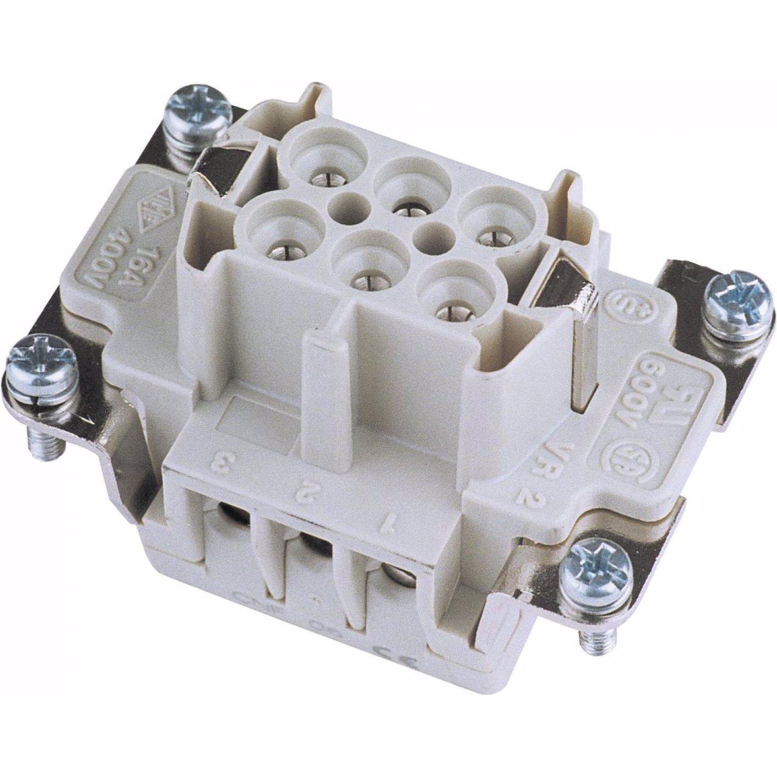 ILME Steckdoseneinsatz 6-pol 16A, Schraubklemm, Elektronikkabel + Stecker, Silber