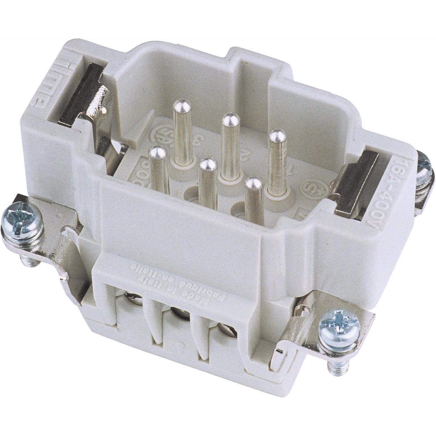 ILME Steckereinsatz 6-pol 16A, Schraubklemmen, Elektronikkabel + Stecker, Silber