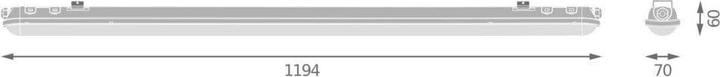 Actual product image Ledvance DAMP PROOF damp-proof luminaire ECO extra wide 1200 E 42W 865 VW IP65 GY (5670 lm)