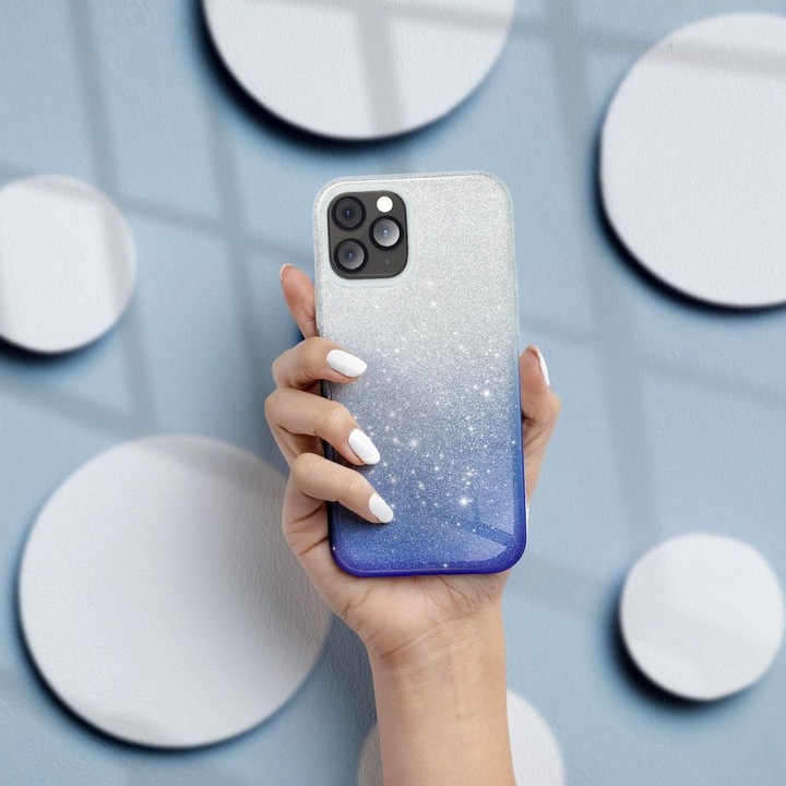 Produktbild König Design Handyhülle für Samsung Galaxy A10 Schutzcase Cover Bumper Schale Glitzer Blau (Samsung Galaxy A10)