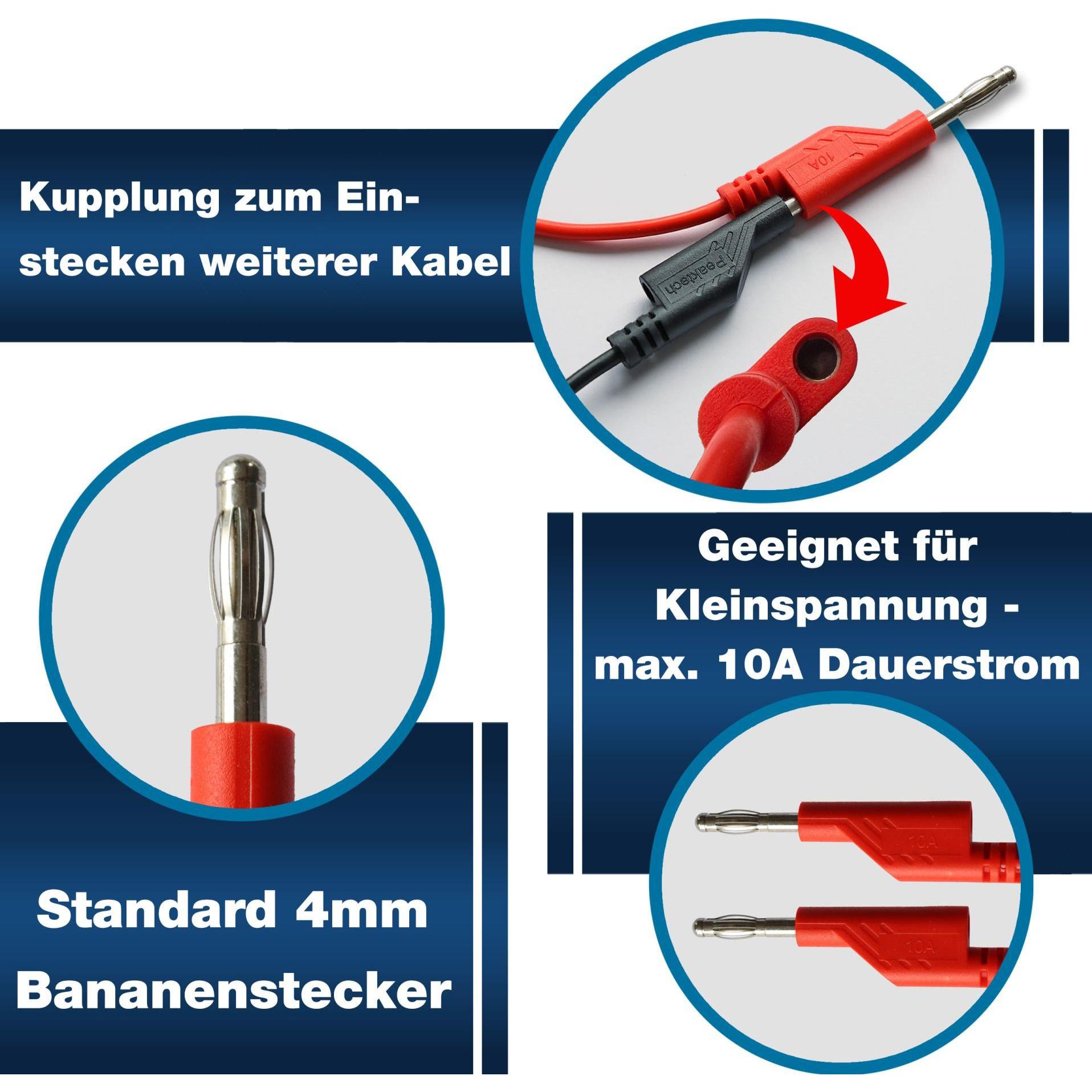 Peaktech Messzubehör-Set, P 8202, 4 mm Bananenstecker, Misurazione