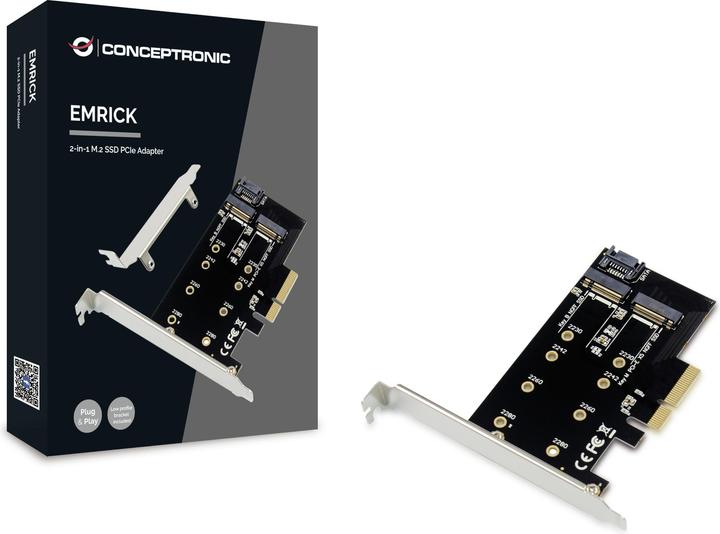 Conceptronic EMRICK 2-in-1-M.2-SSD-PCIe-Adapter SATA AHCI NVMe