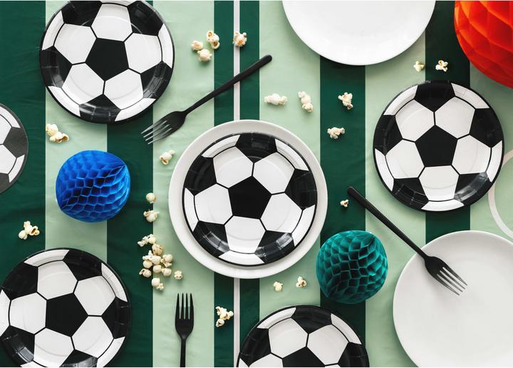 Actual product image Partydeco Disposable Football Plate 18 cm, 6 pieces, Black/White (6x)