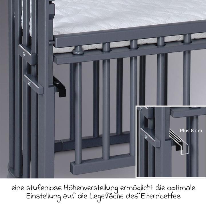 Actual product image Babybay Boxspring Comfort Plus co-sleeper bed - slate grey