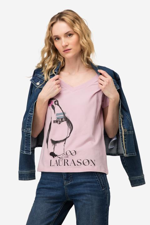 Actual product image Laurasøn Half-sleeve V-neck seagull pattern T-shirt (L)