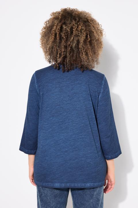 Actual product image Ulla Popken UNIQUE Embroidered 3/4 Sleeve Tee (46, 48)