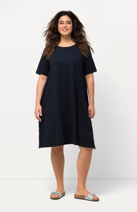 Produktbild Ulla Popken Jerseykleid, A-Linie, Rundhals, Halbarm, Taschen (54)