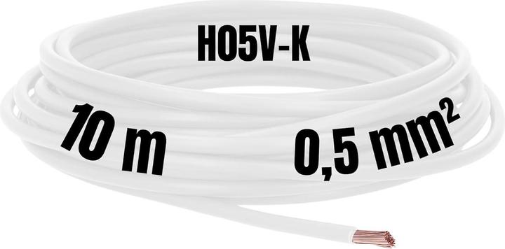 Produktbild Kalitec 10 Meter H05V-K 0,5 mm² weiss Verdrahtungsleitung I Aderleitung flexibel I PVC Einzelader I L (10 m)