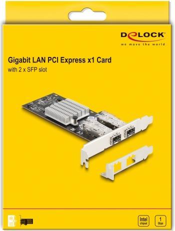 Actual product image Delock PCI Express x1 card to 2 x SFP Slot Gigabit LAN i350 (Mini PCI Express)