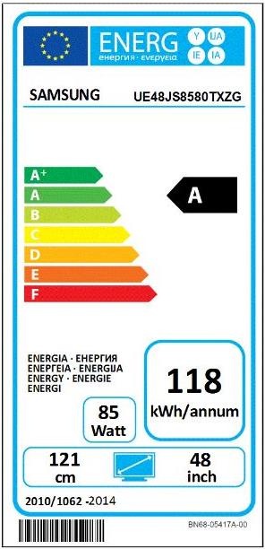 Etichetta energetica Samsung Ue48js8580 (48", 4K)