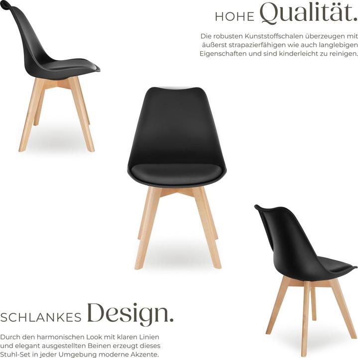 Actual product image tectake Dining Chairs Frederikke - padded, ergonomic shape, wooden legs