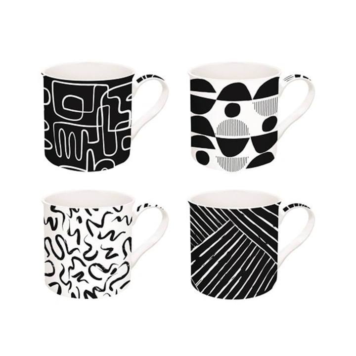 Actual product image Easy Life Set of 4 Graffiti porcelain mugs 300ml (300 ml, 4 x)