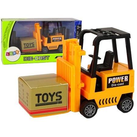 Lean Toys Orangefarbener Gabelstapler mit Reibungsantrieb