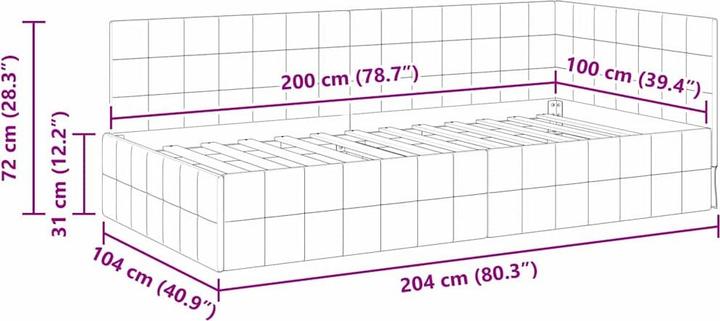 Image du produit vidaXL Eckbett (100 x 200 cm)