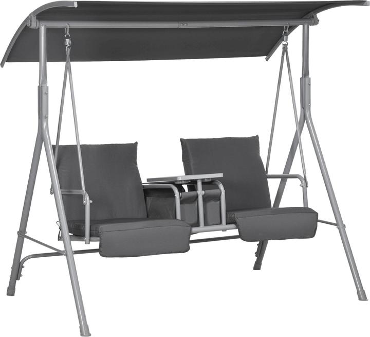 Outsunny Hollywoodschaukel Metall, Polyester Grau