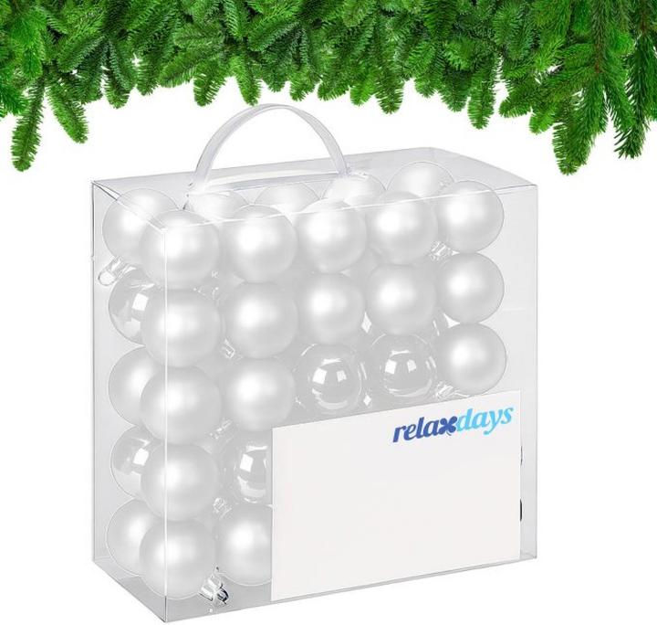 Actual product image Relaxdays - Weihnachtskugeln 50er Set, Weiss/ Silber, 7 x 6 cm (50 -part)