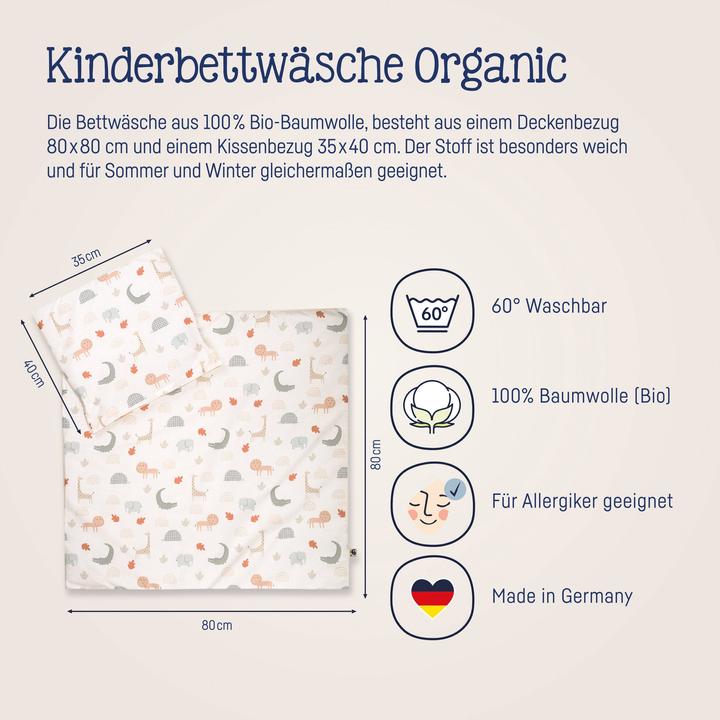 Produktbild Julius Zöllner Kinderbettwäsche Organic Wild Friends 100x135 cm + 40x60 cm