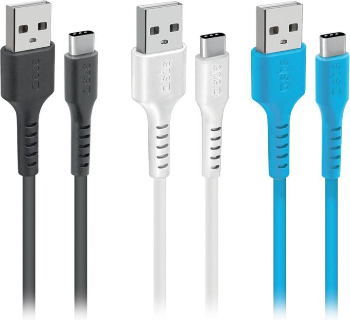 Produktbild SBS USB - USB-C Lade- und Datenkabel-Set in 3 Farben (1.20 m, USB 2.0)