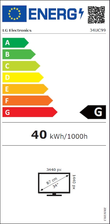 Label énergétique LG 34uc99-W (3440 x 1440 pixels, 34")