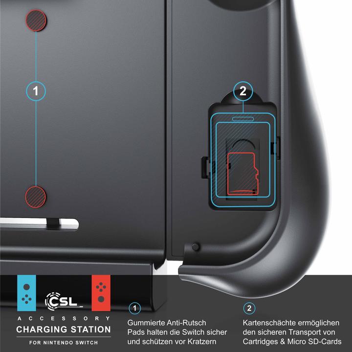 Image du produit CSL Boîtier de batterie Nintendo Switch 10000mAh, powerbank pour manette avec grips Joy-Con, chargeur (Switch)