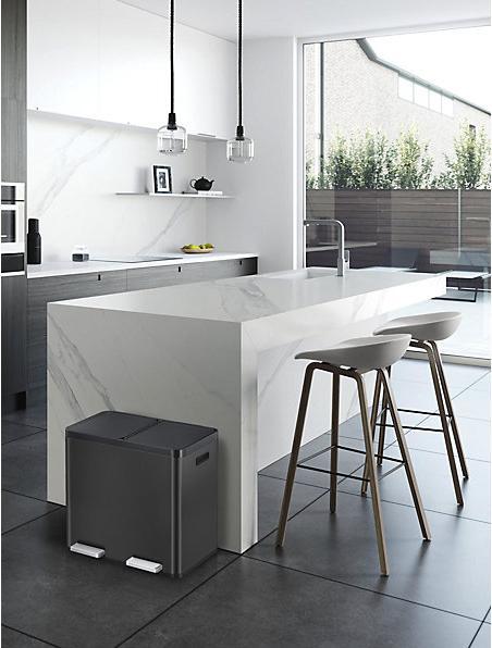 Actual product image EKO Recycler foot pedal bin, steel, 44 l, 2-fold collector, black. (44 l)