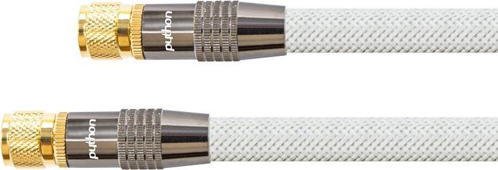 Produktbild Python SAT-Antennenkabel, F-Stecker auf F-Stecker, vergoldet, Abschirmung 120dB, 75Ohm, Nylongeflecht weiß, (120 dB, SAT Kabel)