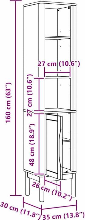 Actual product image vidaXL Badezimmerschrank (35 x 30 x 160 cm)