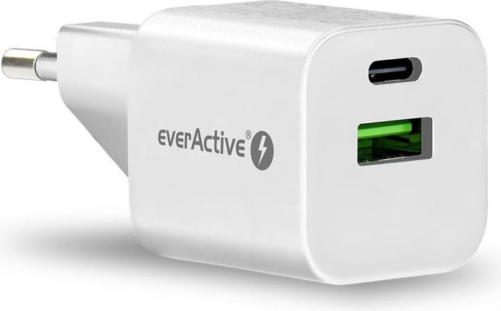 Produktbild Everactive USB/USB-C-Ladegerät QC3.0 30 W GaN-Technologie Weiss (30 W, 2 Ports)