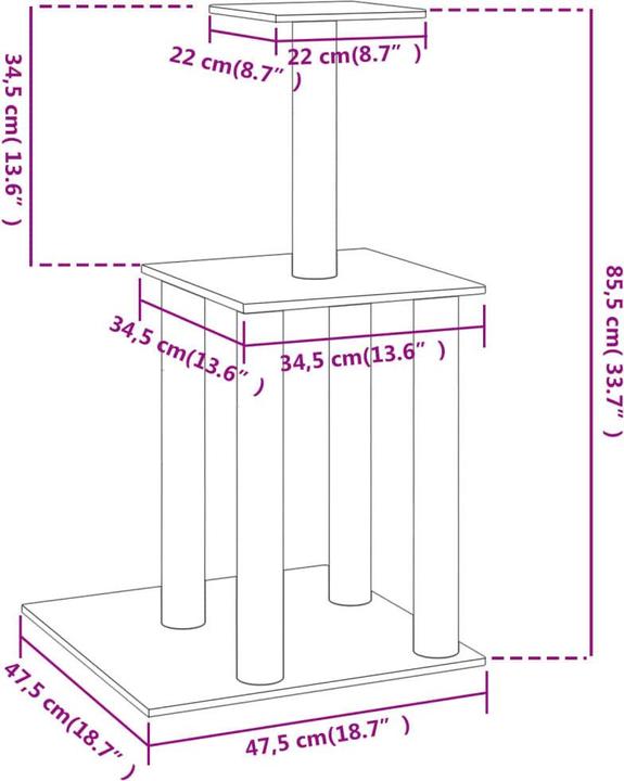Produktbild vidaXL Kratzbaum (85.50 cm, Dunkelgrau)