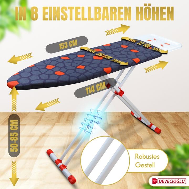 Produktbild Harbinger Bügelbrett, Bügeleisen Ablage, Bügelbrettbezug 36X114cm, Höhe 50-80cm, Schwarz (114 x 36 cm)