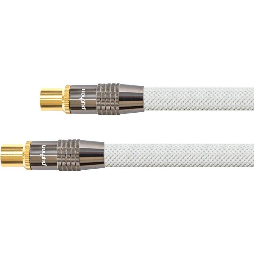 Python SAT-Antennenkabel, IEC/Koax-Stecker auf Buchse vergoldet, Abschirmung 120 db, 75 Ohm, Nylongeflecht (120 dB, Ante...