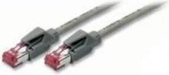 Image du produit Tecline Câble patch S/FTP, PiMF, Cat 6, gris, 1,5 m sans halogène, avec câble Draka et connecteurs Hiroso (S/FTP, CAT6, 1.50 m)