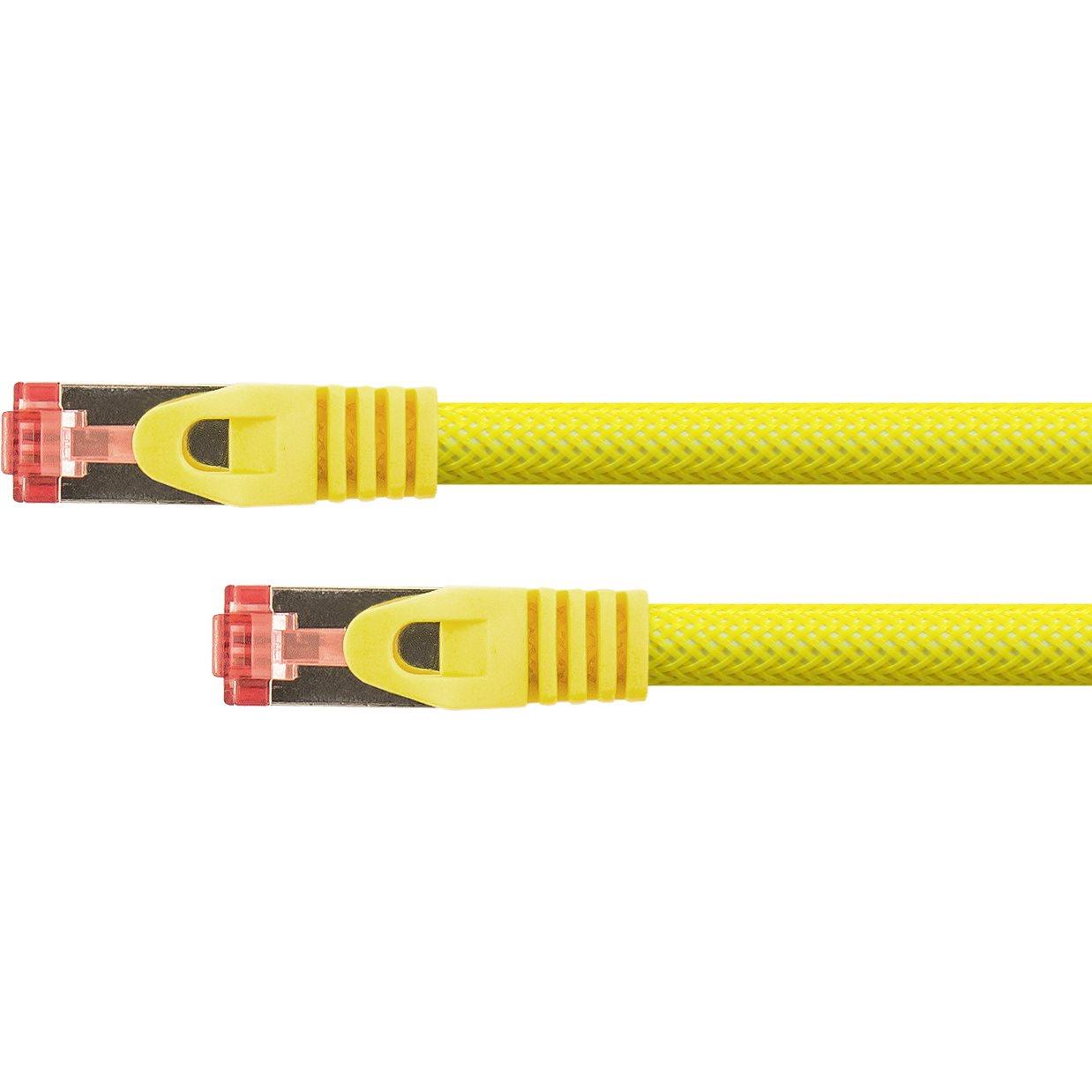 Python RNS Patchkabel mit Rastnasenschutz und Nylongeflecht, Cat. 6, S/FTP, PiMF, PVC, 250MHz, OFC, gelb (S/FTP, CAT6, 5...