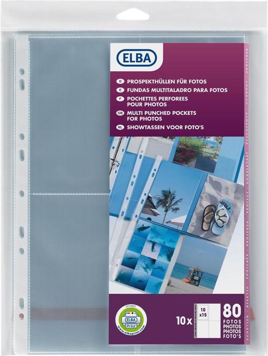 Actual product image Elba Photo sleeves for 8 photos 100 x 150 mm, format: DIN A4 made of PP 0.8 mm, universal perforation (A4, 1 x)