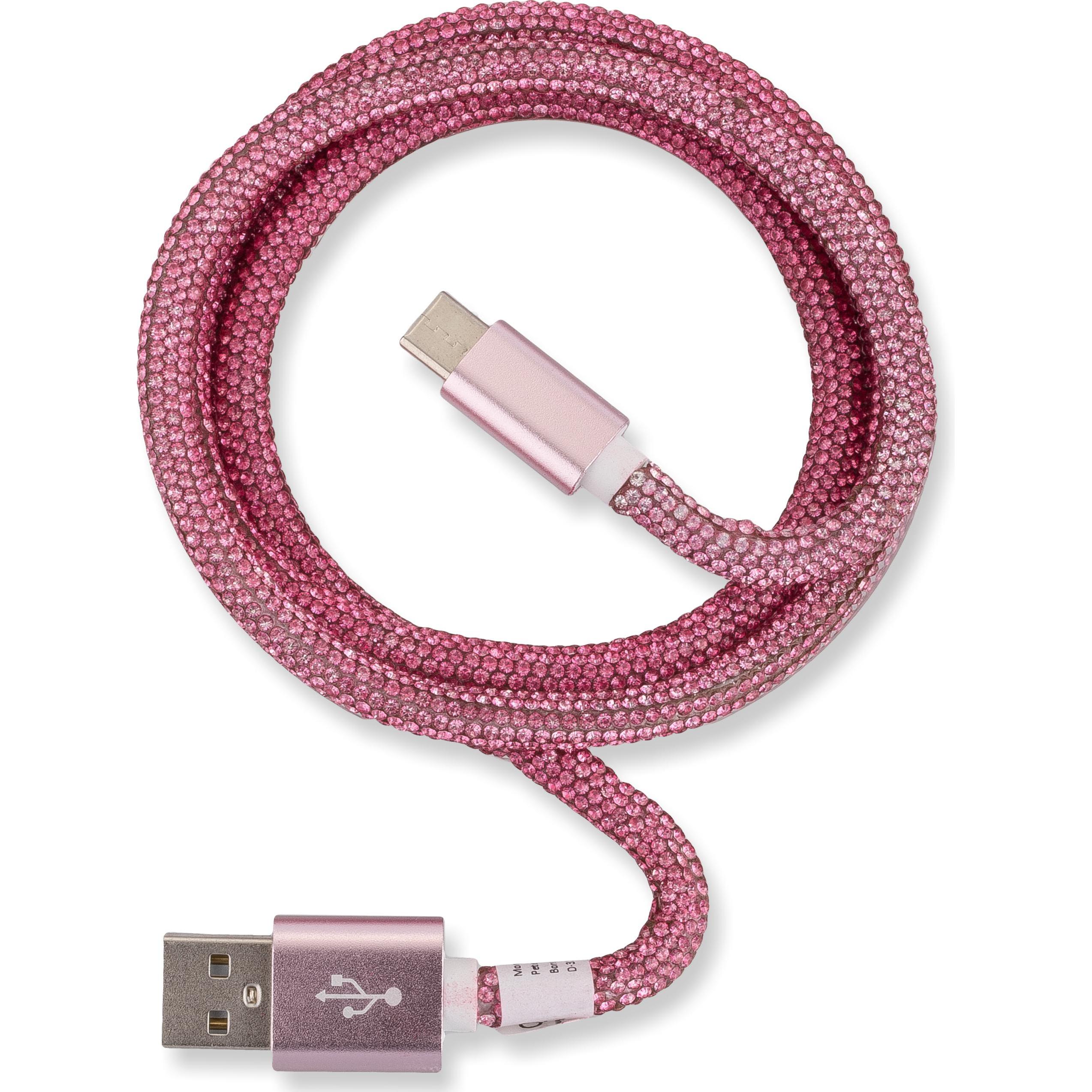 Peter Jäckel OHLALA! Glamour 1m USB Data Cable Rose für Typ-C mit Sync- und Ladefunktion (1 m, USB 3.0), USB Kabel