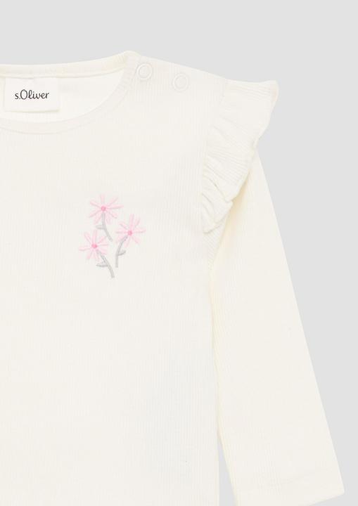 Produktbild S.Oliver T-Shirt Weiches Langarmshirt aus elastischer Rippware mit Stickerei (92)