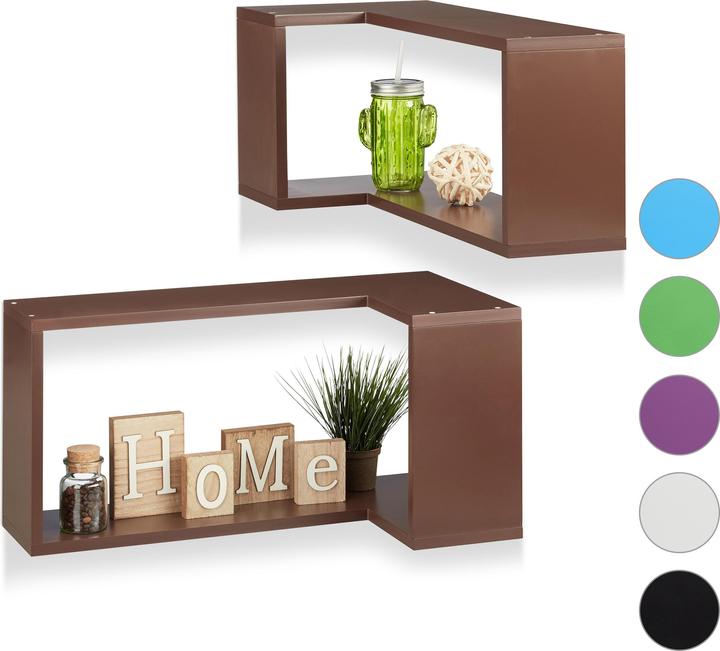 Actual product image Relaxdays Corner Wall Shelf Set of 2 (60 x 30 x 30 cm)