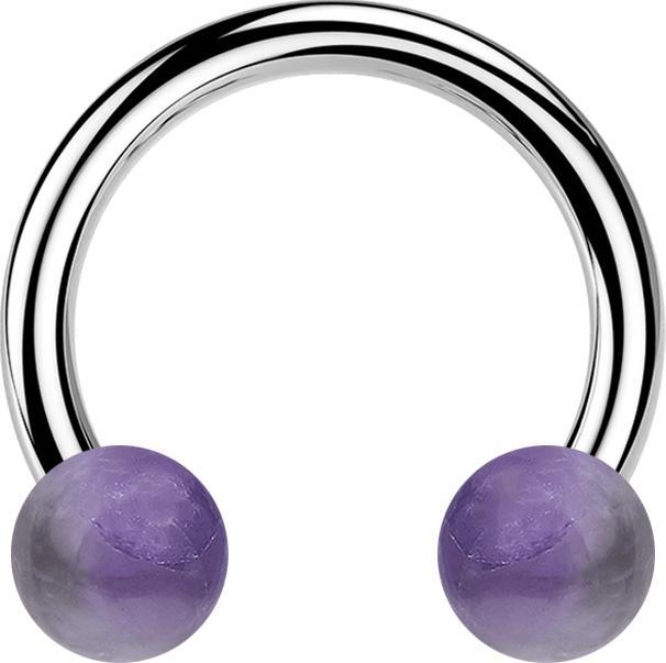 Actual product image Star Piercing Micro Circular Barbell Innengewinde silber mit zwei Kugeln Amethyst Stein (without brass, Mineral, Surgical steel 316L)