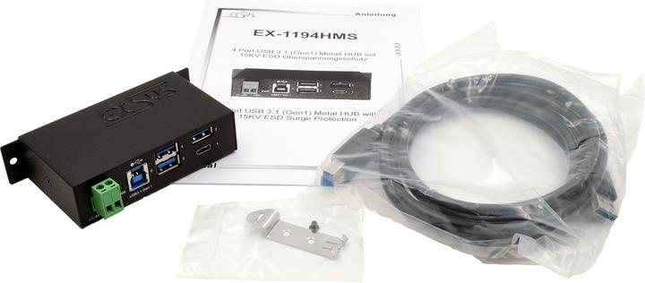 Actual product image Exsys Ex-1194hms, 4x USB 3.0 / 3.1 Hub (USB-B, 4 ports)