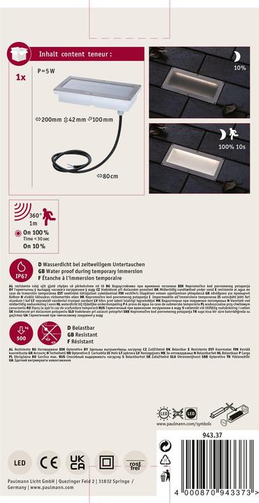 Produktbild Paulmann Bodeneinbauleuchte Brick (160 lm, IP67)