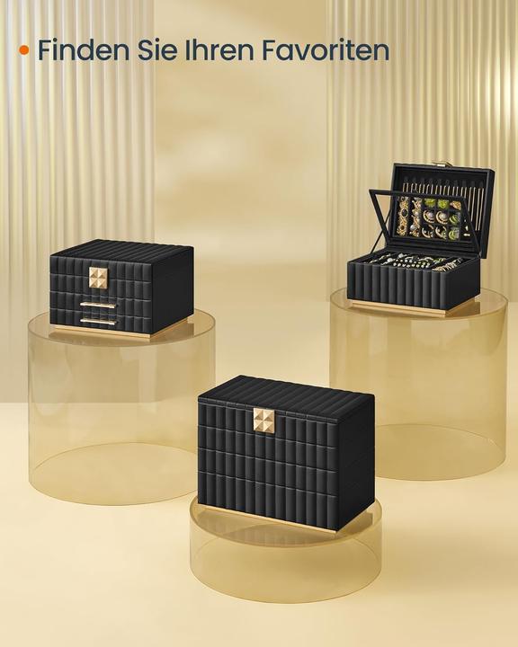 Actual product image Songmics Schmuckkästchen mit Spiegel, tintenschwarz