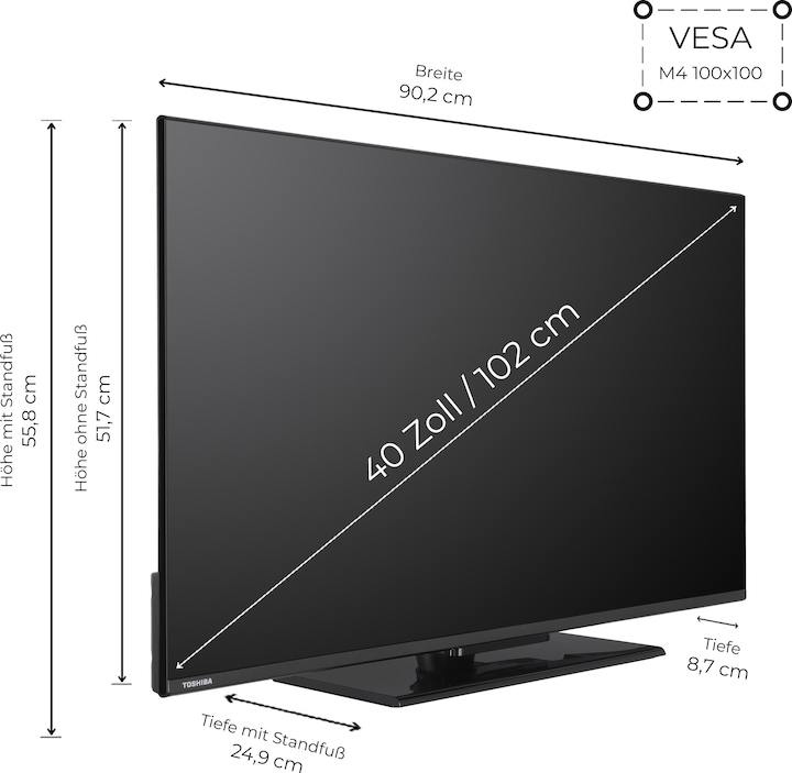Immagine prodotto Toshiba 40LF3F63DAZ (100 cm (40 pollici), nero, FullHD, HDR, triplo tuner, Fire TV) (40", LED, Full HD, 2024)