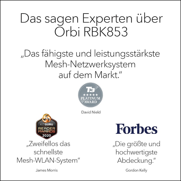 Produktbild Netgear Orbi WiFi 6 Mesh System AX6000 (RBK853)